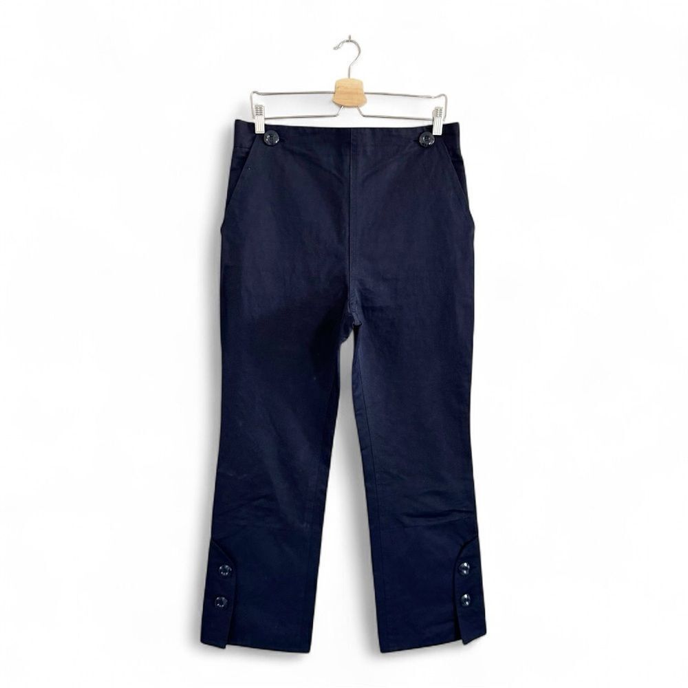 MARNI Navy Blue Cropped Cotton Linen Blend Trousers High Rise Size 42 US 6